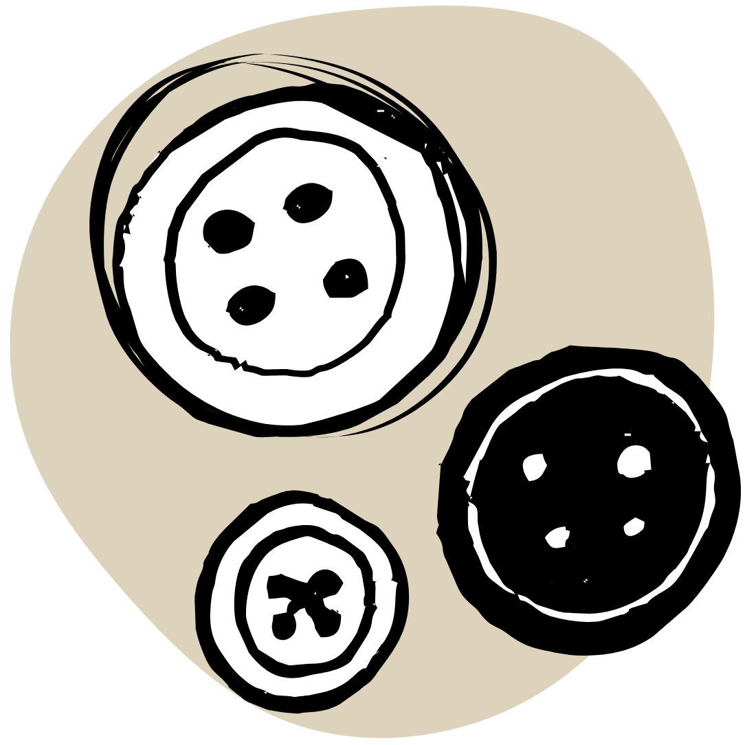 Illustration of three buttons on a beige background.