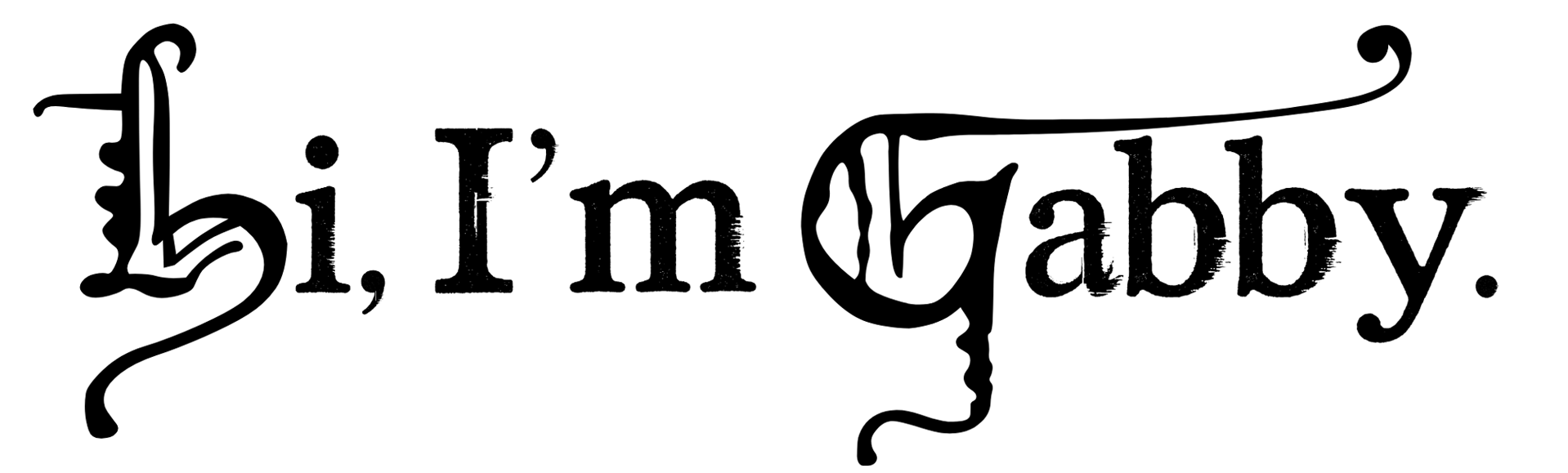 Stylized text 'Hi. I'm Gabby'
