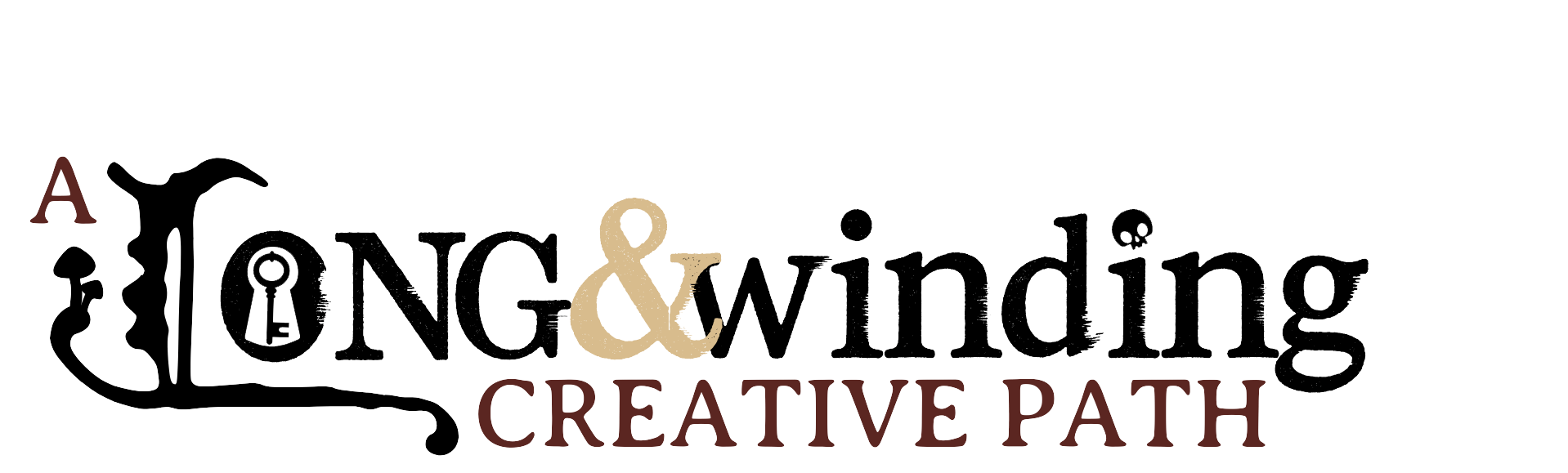 Stylized text  'A Long & Winding Creative Path' 